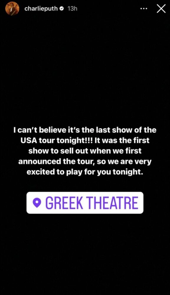 Charlie Puth Summer 2023　at greek theater　